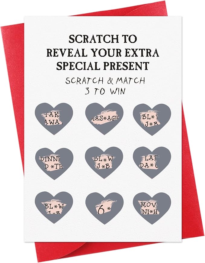 FaCraft Funny Valentines Day Cards for Him Boyfriend Husband Fiance 4 x 6 Date Scratch Off Cards Naughty Dirty Inappropriate Raunchy Valentines Day Gifts Anniversary Birthday Cards with Envelope