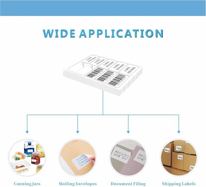 2"×4" Shipping Labels, JIQEZNL Premium 10 UP Address Labels, 1000 Mailing Labels for Envelopes for Laser/Ink Jet Printer, White Paper Printable Sticker Labels 10 Per Sheet 8.5"×11"