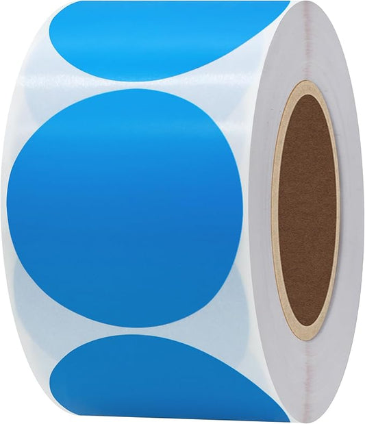 Hybsk 2 inch Circle Color Direct Thermal Stickers Shipping Labels for Barcodes,Name Tag,DIY Logo Design,QR Code,Inventory– Compatible with Zebra,Rollo,Munbyn,and More-750 pcs (2 inch,Blue)