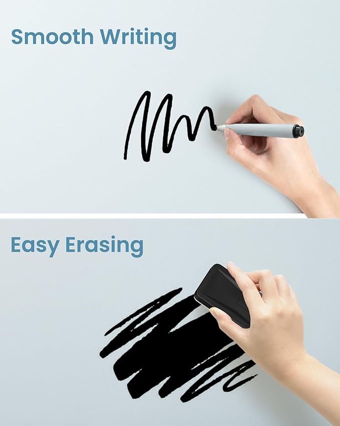 VUSIGN Glass Whiteboard 48" x 72" Magnetic Dry Erase for Office School, Home, Frameless Mounting, Includes 4 Magnets, 2 Markers and 1 Erasers