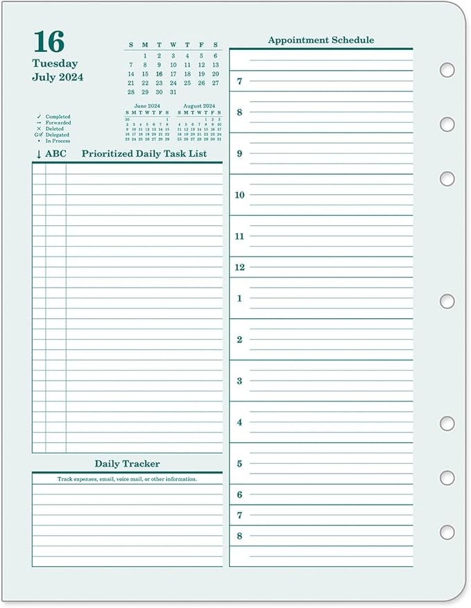 FranklinCovey - Original Two Page Per Day Ring-Bound Planner (Monarch, Jul 2024 - Jun 2025)