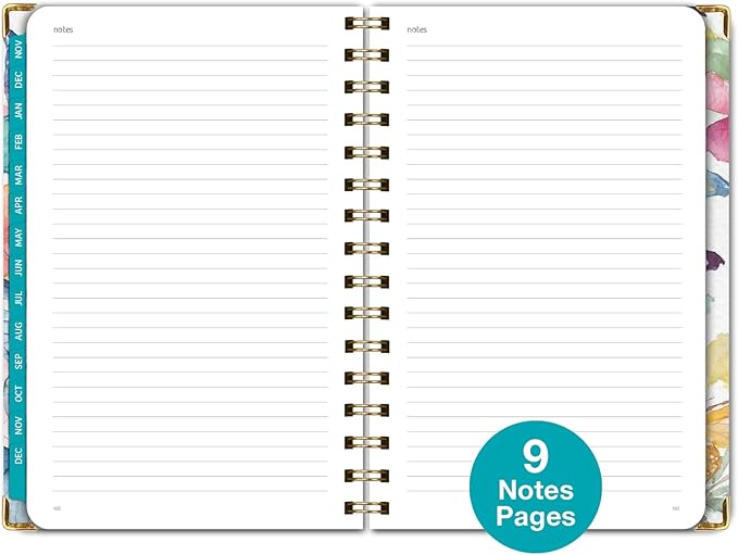 HARDCOVER 2025 Planner, 5.5"x8": 14 Months (November 2024 - December 2025), Daily Weekly Monthly Planner, Yearly Agenda, Bookmark, Pocket Folder and Sticky Note Set (Watercolor Butterflies)