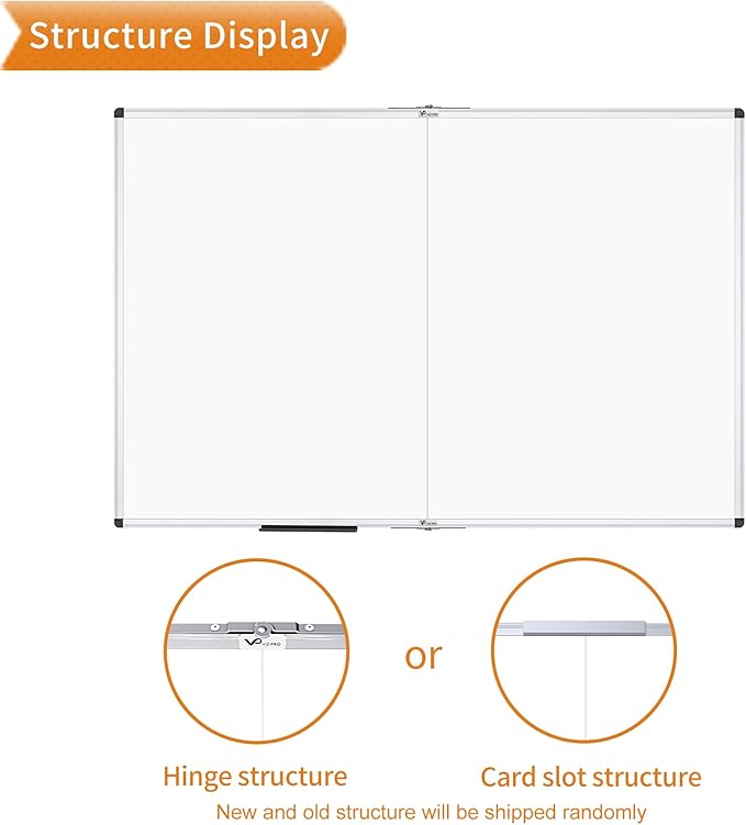 VIZ-PRO Dry Erase White Board/Magnetic Foldable Whiteboard, 48 X 36 Inches, Silver Aluminium Frame