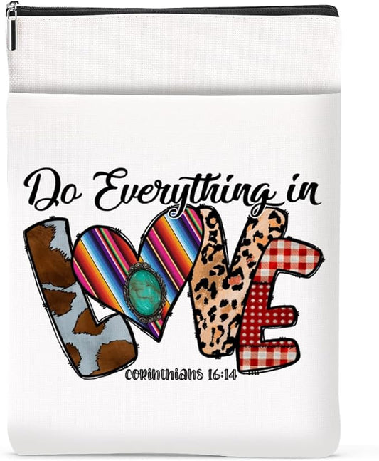 Inspirational Western Faith Christian Gifts Book Sleeve Book Cover Religious Cowgirl Accessories for Women Speech Therapy Graduation Christmas Birthday Book Lovers Gifts Book Protector with Zipper