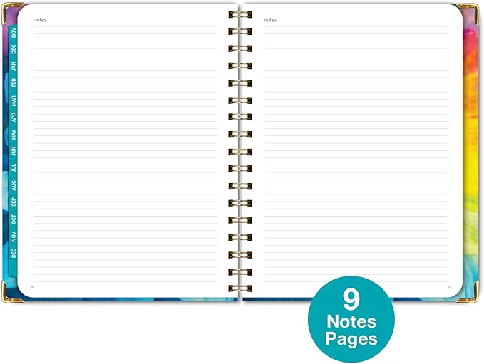 HARDCOVER 2025 Planner, 7"x9": 14 Months (November 2024 - December 2025), Daily Weekly Monthly Planner, Yearly Agenda, Bookmark, Pocket Folder and Sticky Note Set (Rainbow Petals)