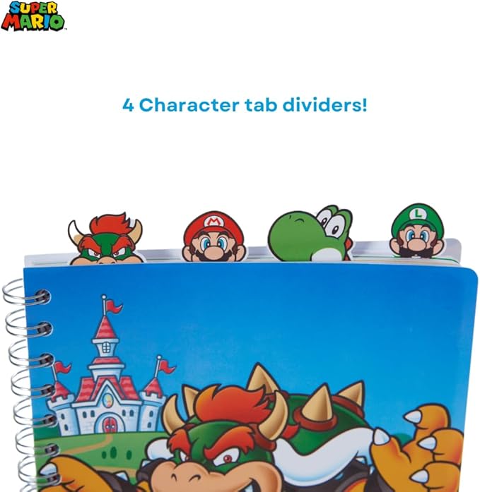 Innovative Designs Super Mario Bros Tab Journal Notebook, Spiral Bound, 96 Lined Pages, 8 x 7 inches