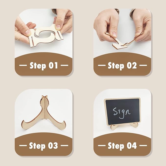 24 Pcs Small Chalkboard Labels with Easel Stand, Mini Chalkboard Signs, Wooden Blackboard for Table Numbers, Food Signs, Wedding Signs, Place Cards and Event Decoration, with 1 Liquid Chalk