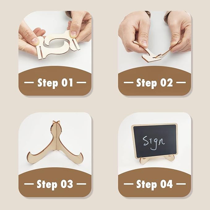 12 Pcs Mini Chalkboard Signs, Small Chalkboard Labels with Easel Stand, Wooden Blackboard for Table Numbers, Food Signs, Wedding Signs, Place Cards and Event Decoration, with 1 Liquid Chalk