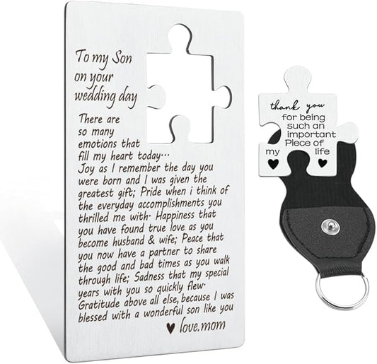 llxxeyopqdxz Son Wedding Gifts From Mom, Engraved Wallet Insert Card for Son on Wedding Day, Groom On Wedding Day Card Gift, Son Wallet Card from Mother, Cute Wedding Gifts for Son,(45)