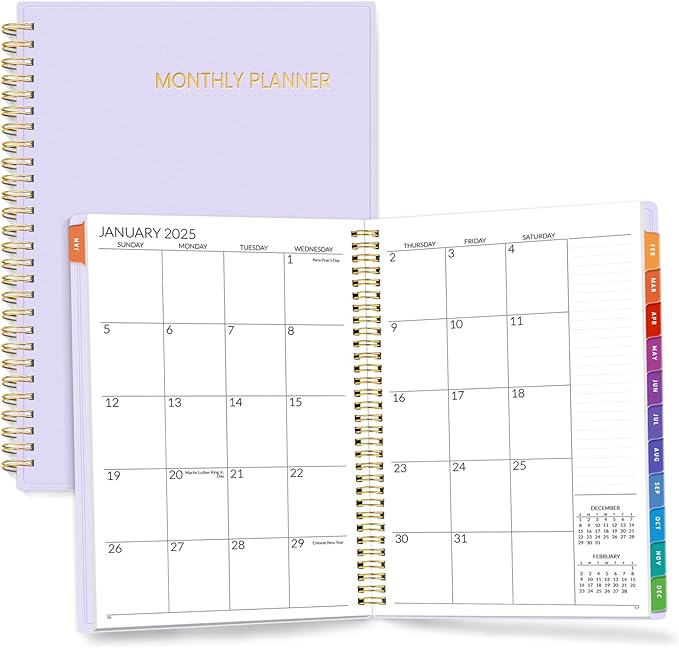 SUNEE 2025-2026 Monthly Planner - 24 Months (Jan 2025 - Dec 2026) Monthly Planner - 7"x10" Monthly Spreads & Yearly Planner, Purple