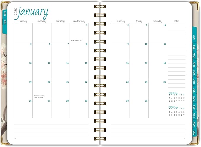 HARDCOVER 2025 Planner, 5.5"x8": 14 Months (November 2024 - December 2025), Daily Weekly Monthly Planner, Yearly Agenda, Bookmark, Pocket Folder and Sticky Note Set (Orchid)