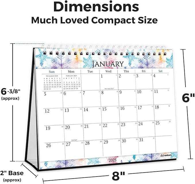 CRANBURY Small Desk Calendar 2025, 8x6" (Seasons) Standing Flip Desktop Calendar with Cheerful Seasonal Monthly Designs, 2025 Yearly Desk Top Calendar