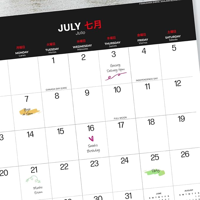 Japan Wall Calendar 2025 12" x 12" FSC® Plastic Free - Starts Week On Sunday | Square Wall Calendar | Family Planner Calendar 2025 | Travel Calendar 2025