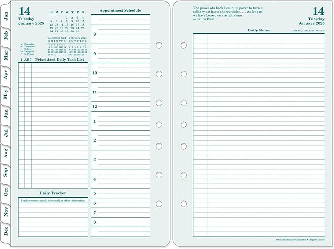 FranklinCovey - Original Two Page Per Day Ring-Bound Planner (Classic, Jan 2025 - Dec 2025)