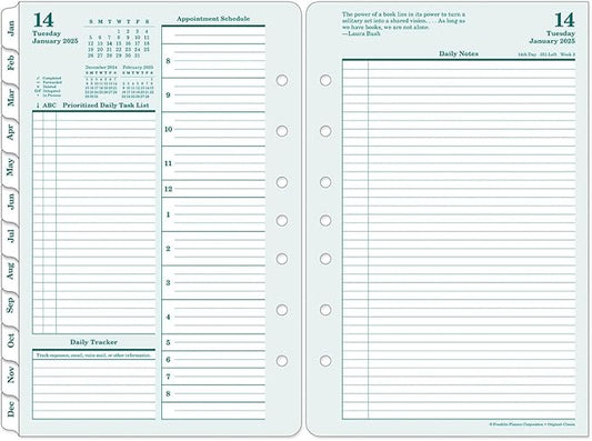 FranklinCovey - Original Two Page Per Day Ring-Bound Planner (Classic, Jan 2025 - Dec 2025)