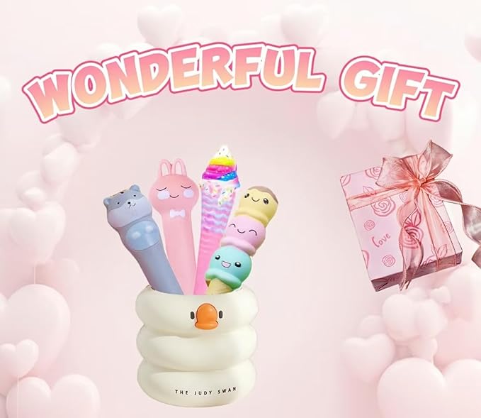 Easter Baskets Kawaii Squishy Pens 4Pcs Cute & Fun Pen for Stationary for Teenage Gifts for Tweens Girls Back to School Supplies