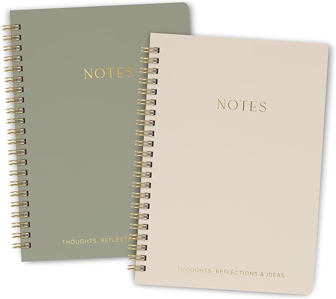 Aesthetic Spiral Notebook Set of 2 For Women and Men - Cute College Ruled 8x6 Bible Study Journal/Notebook with Pockets And Lined Pages - Perfect A5 Supplies to Stay Organized at Work or School