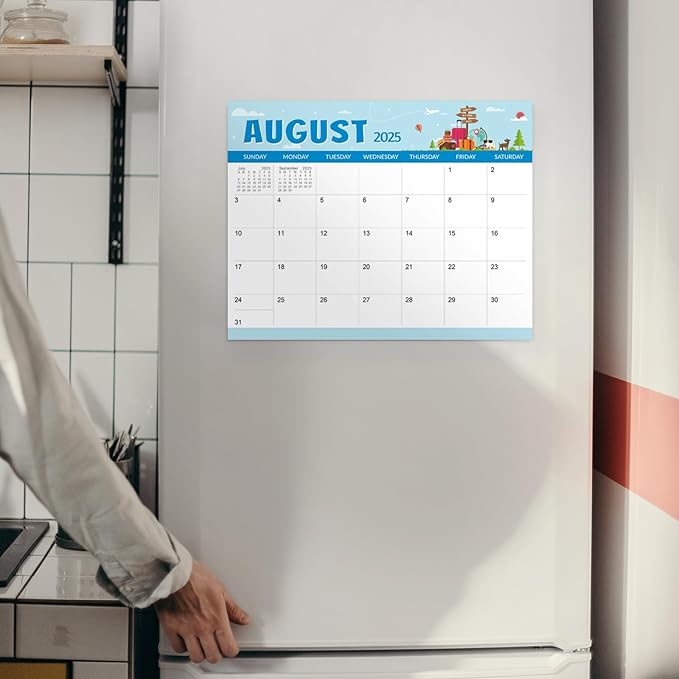 SKYDUE 2025 Magnetic Calendar for Refrigerator, Fridge Calendar 2024-2025, Jul 2024 to Dec 2025 18 Months Magnetic Calendar, 10" x 8", Holiday Theme