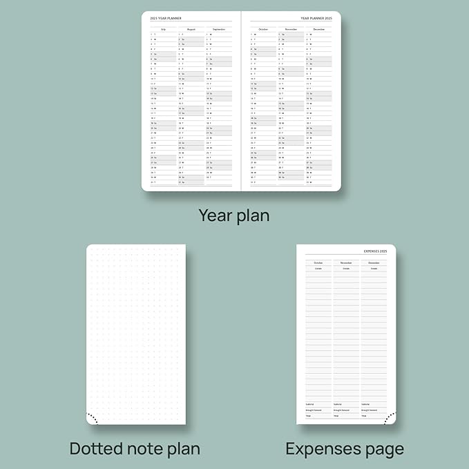 POPRUN Pocket Calendar 2024-2025 for Purse 3.5''x6.5'' Hardcover (17-Month: Aug.24 to Dec.25) Small Academic Planner Daily Weekly Monthly Agenda with Pen Holder, Ivory Paper - Light Yellow