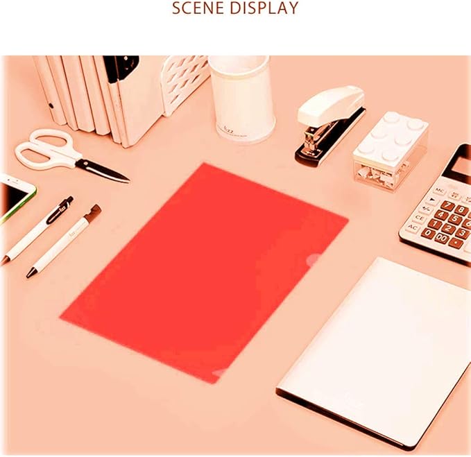 L-Type Plastic Folder Safe Project Pockets Transparent Clear Document Folder 12pcs for A4 paperPlastic Paper Jacket Sleeves in Assorted Project Folders（red）