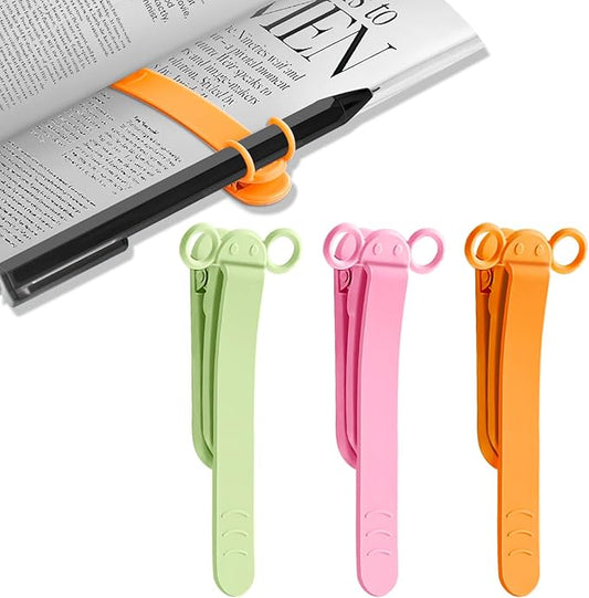 3pcs Page Bookmarks for Reading, Automatic Book Marks Tailored for Book Enthusiasts, Unique and Cute Book Page Holder Markers Clip Reading Accessories Gifts（Green Pink Orange）