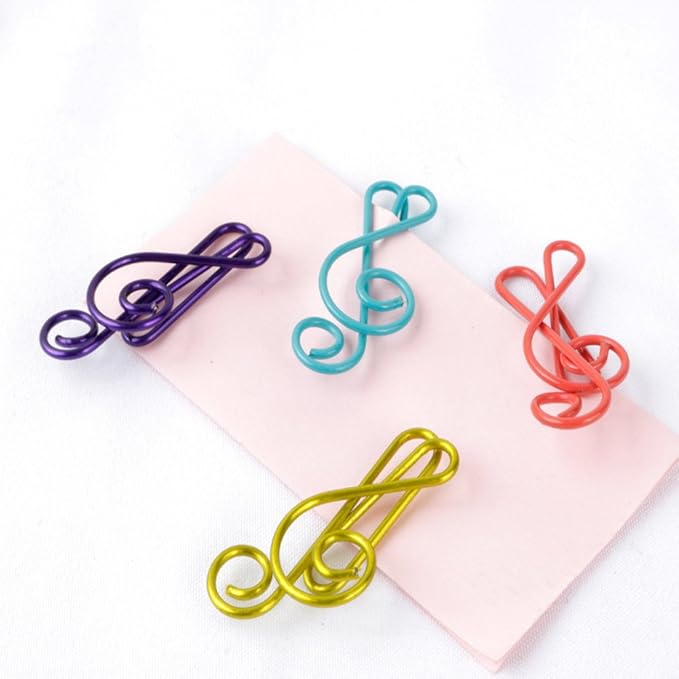 Paper Clips,Hdtyyln 20Pcs Metal Creative Musical Notes Style Cute Paper Clips Assorted Metal Paper Clips Musical Notes Clips Music Office Accessories for Desk Bookmark Office School Notebook Colors