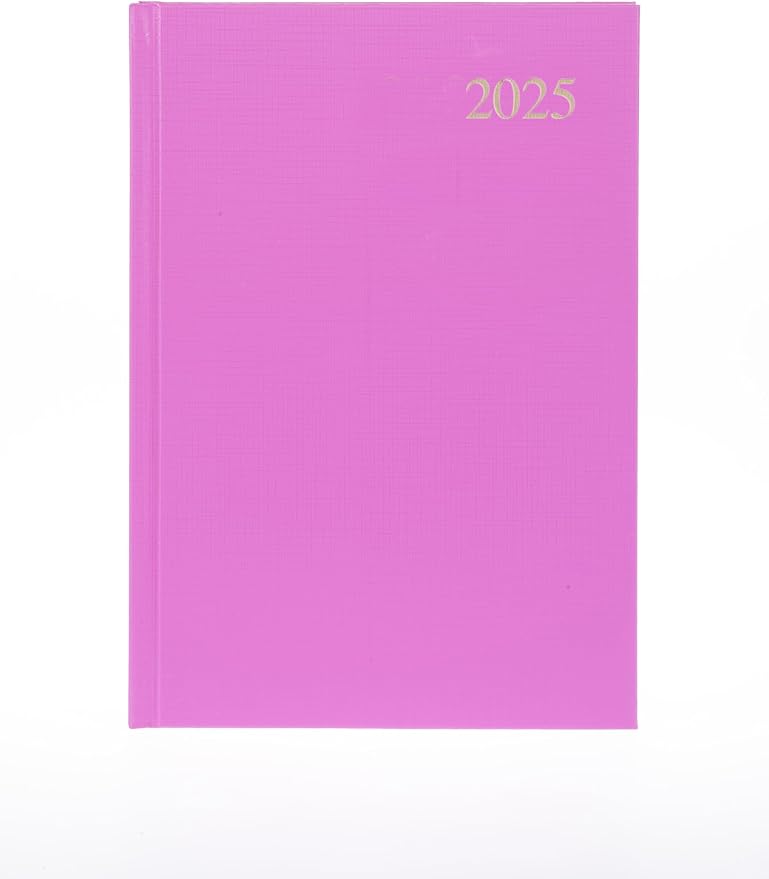 Collins Essential 2025 Business Diary - A5 Week to View Planner with Leathergrain Hardback Cover - Pink - ESSA53.50-25