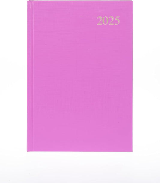 Collins Essential 2025 Business Diary - A5 Week to View Planner with Leathergrain Hardback Cover - Pink - ESSA53.50-25