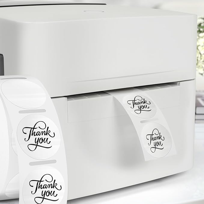 Transparent Thermal Labels Round 1 Inch Self Adhesive Clear Printer Stickers Circle Vinyl Waterproof Roll Decals Name Tag for Address Design DIY Logo Business 500 PCS