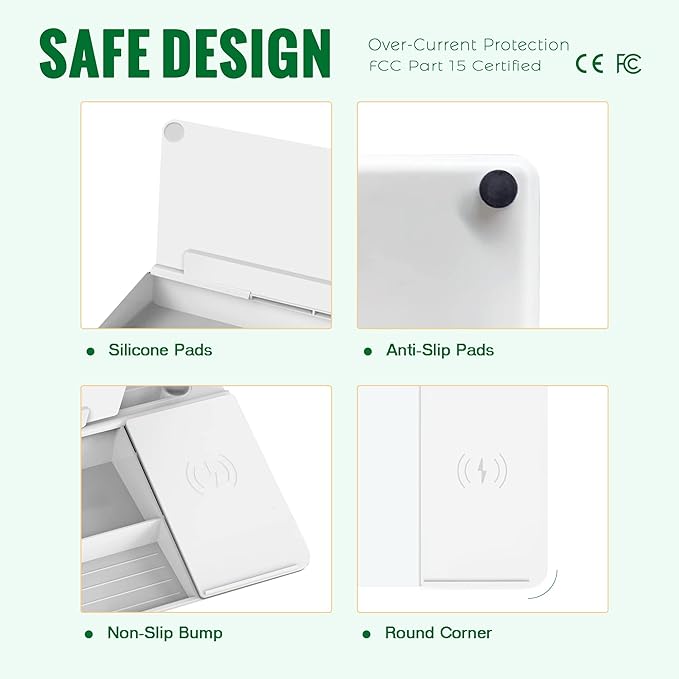 SELEAD Desktop Glass Whiteboard with Wireless Charger Station, Dry Erase Board Computer Pad Keyboard Stand with Organizer Drawer for Home, School, Office Desk Accessories, White