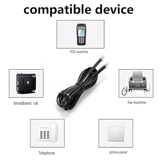 15 FT- 4 Pack Phone Extension Cord, Telephone Cable with Standard RJ11 Plug (6P4C), Black, for Landline Telephones, Fax, Modems, Answering Machines