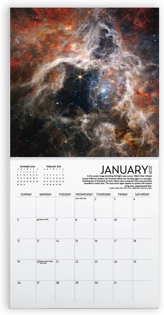 2024 James Webb Space Large Wall Calendar with Sticker Pack | 12" x 24" (Open)| Thick and Sturdy Paper | Astronomy Wall Calendar with Sticker Set | Star Calendar 2024 | Christmas Gift | Birthday Gift