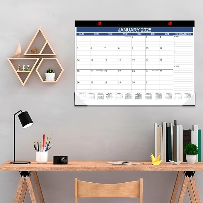 Desk Calendar 2025-2026, Runs Jan 2025 to Jun 2026, Desk Calendar with to-do List, 140gsm Paper, 18 Monthly Desk Calendar, 17" x 12" Desk Calendar 2025-2026, Desk Calendar for School, Home or Office