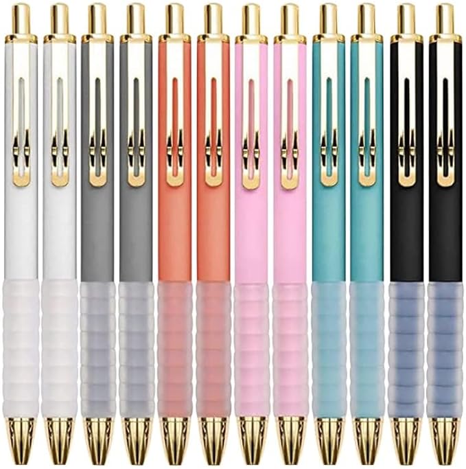 Pens, Pens Fine Point Smooth Writing Pens, Personalized Ballpoint Pens Bulk, Flair Colorful Pens, Black Ink 1.0 mm Journaling Pen, Office Supplies for Women & Men, Note Taking(12-pack)