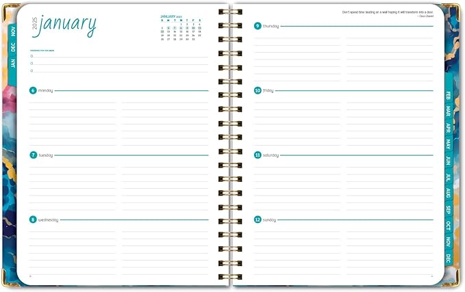 HARDCOVER 2025 Planner, 8.5"x11": 14 Months (November 2024 - December 2025), Daily Weekly Monthly Planner, Yearly Agenda, Bookmark, Pocket Folder and Sticky Note Set (Speckled Marble)