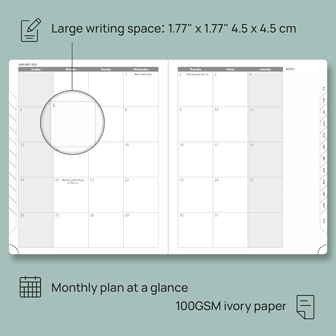 POPRUN Planner 2024-2025, [Large 8.5'' x 10.5'' Hard Cover] Academic Calendar (July 24-June 25) Daily Weekly and Monthly Appointment Book with Hourly Time Slots, Monthly Tabs, 100 GSM - Navy Blue