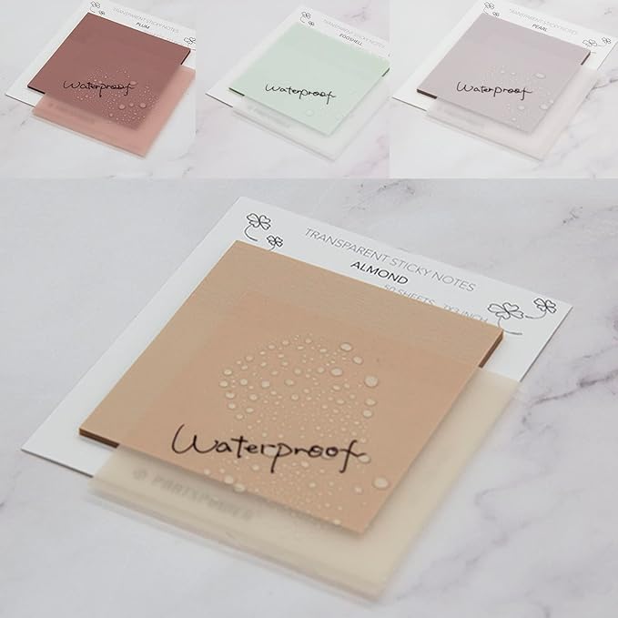 Pastel Transparent Sticky Notes, 4 Packs 3X3 Inch See Through Annotating Sticky Notes for Annotating, Bible Journaling Supplies, Office School Supplies