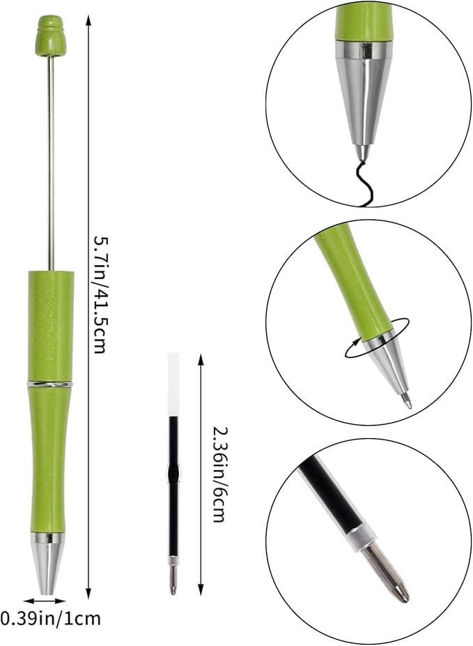 jiebor 20Pcs Beadable Pens Plastic Bead Ballpoint Pens Bulk with 50Pcs Black Ink Cute Cool Diy Pens for Journaling Women Teacher Graduation Christmas Gift Office School Supplies