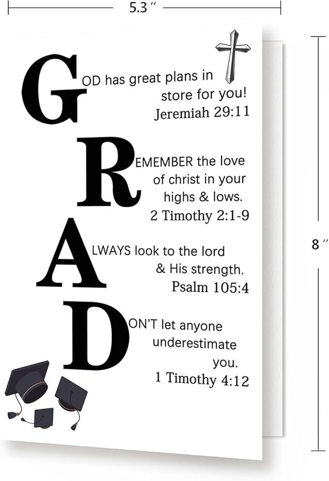 Christian Graduation Congratulations Card – Inspirational Graduation Gifts for 2025 – Good Luck Card, Bible Verses Congratulations Gift, Christian Graduation Decorations