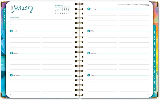 HARDCOVER 2025 Planner, 8.5"x11": 14 Months (November 2024 - December 2025), Daily Weekly Monthly Planner, Yearly Agenda, Bookmark, Pocket Folder and Sticky Note Set (Rainbow Petals)