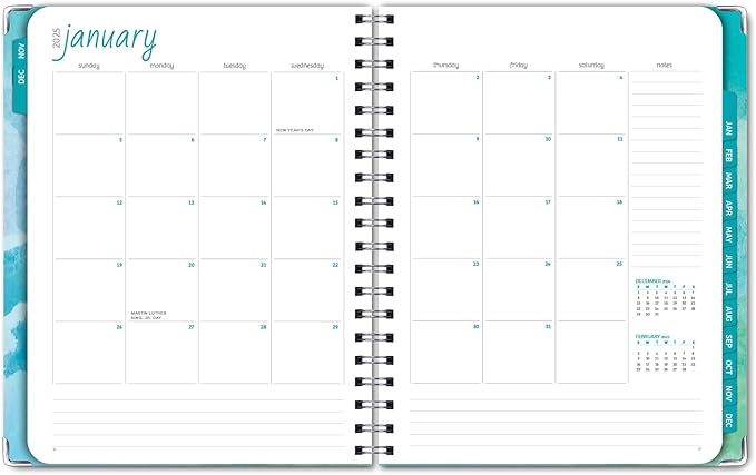 HARDCOVER 2025 Planner, 8.5"x11": 14 Months (November 2024 - December 2025), Daily Weekly Monthly Planner, Yearly Agenda, Bookmark, Pocket Folder and Sticky Note Set (Dragonflies)