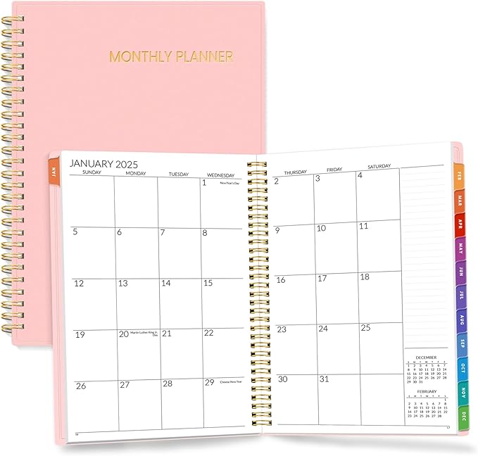 SUNEE 2025-2026 Monthly Planner - 24 Months (Jan 2025 - Dec 2026) Monthly Planner - 7"x10" Monthly Spreads & Yearly Planner, Pink