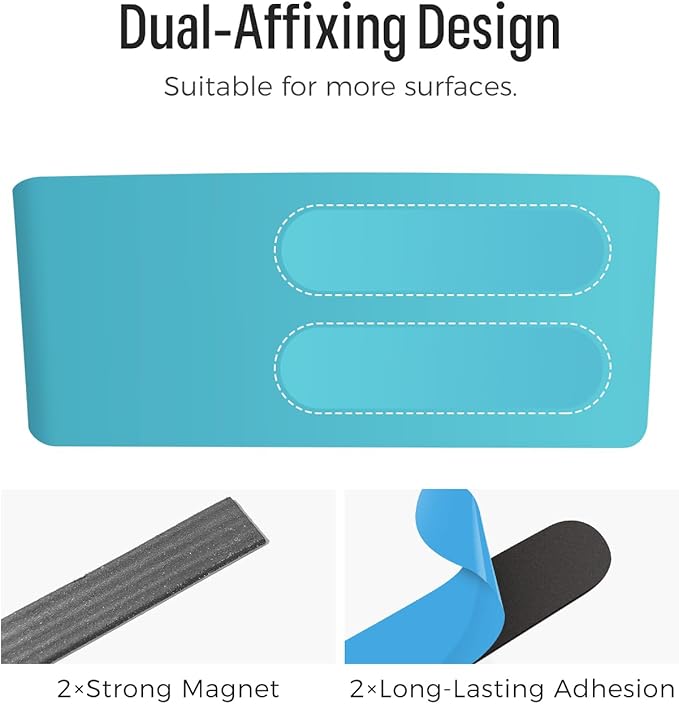 loukin Magnetic and Adhesive Marker Holder, Dry Erase Accessory Tray, Magnetic Storage Organizer for Whiteboard, Glass or Refrigerators (Sky Blue)