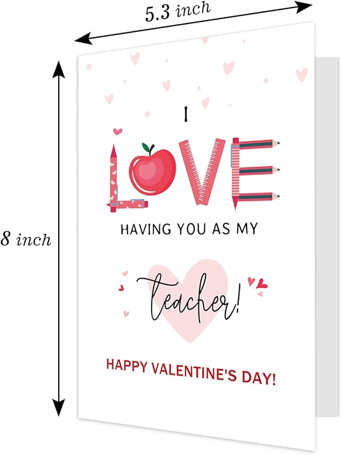 Ogeby Funny Valentines Day Card Gifts for Teacher, Cute Valentine’s Day Gifts for Teacher, Teacher Valentines Day Card Gifts, I Love Having You as My Teacher