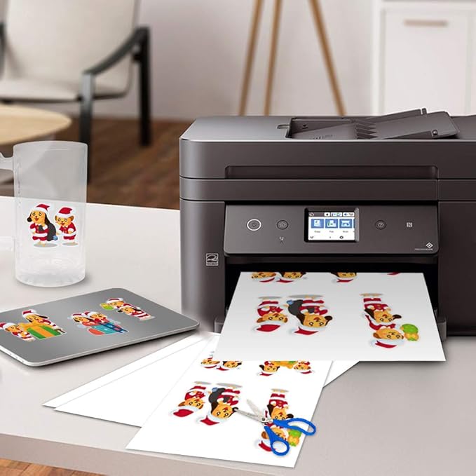 Stampcolour Printable Vinyl Sticker Paper,Transparent 30 Clear Self-Adhesive Sheets,No-Waterproof,Dries Quickly Vivid Colors Decal Paper,Tear Resistant-for Any Epson HP Canon Sawgrass Inkjet Printer