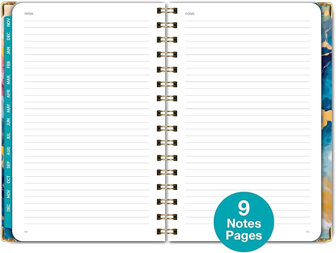 HARDCOVER 2025 Planner, 5.5"x8": 14 Months (November 2024 - December 2025), Daily Weekly Monthly Planner, Yearly Agenda, Bookmark, Pocket Folder and Sticky Note Set (Speckled Marble)
