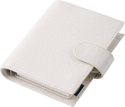 Moterm Pocket Regular Rings Planner - Genuine Leather Binder Organizer (Pebbled-Cream, 19mm Ring)
