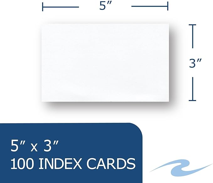 Roaring Spring Blank Index Cards 3"x5", 100 Each, Smooth 100# White Index Paper, Unruled, Blank on Both Front and Back Sides (Pack of 36)