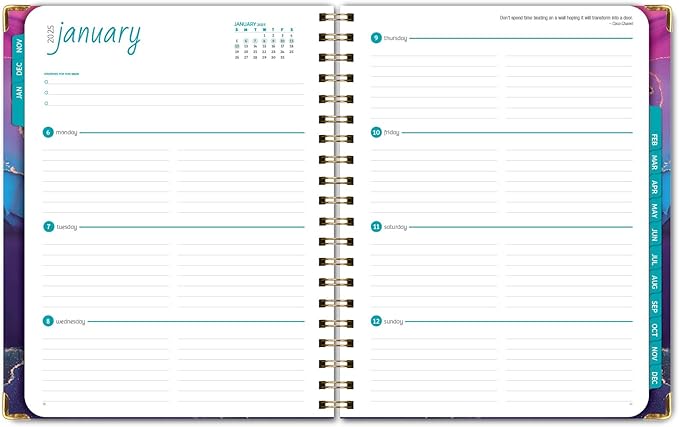 HARDCOVER 2025 Planner, 8.5"x11": 14 Months (November 2024 - December 2025), Daily Weekly Monthly Planner, Yearly Agenda, Bookmark, Pocket Folder and Sticky Note Set (Pink Purple Marble)