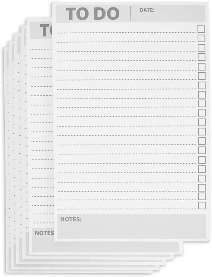 Paper Junkie 6 Pack To Do List Notepads, Daily Reminder Checklist (8.5 x 5.5 In, 60 Sheets Each)